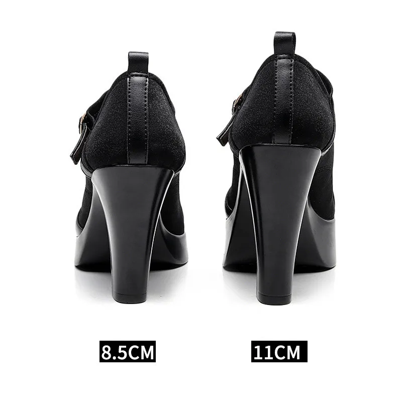 Размера плюс 32 43 на плоском квадратном каблуке Глубокие туфли лодочки платформе