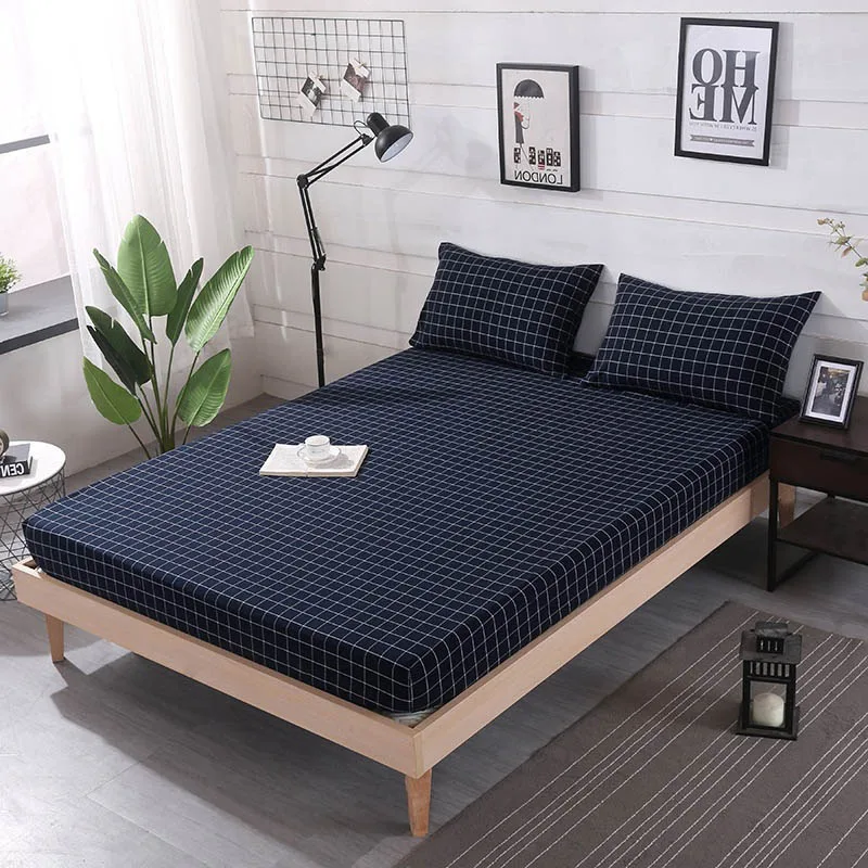 Помытый хлопок плед Печать простыня матрас четыре угла с эластичной лентой