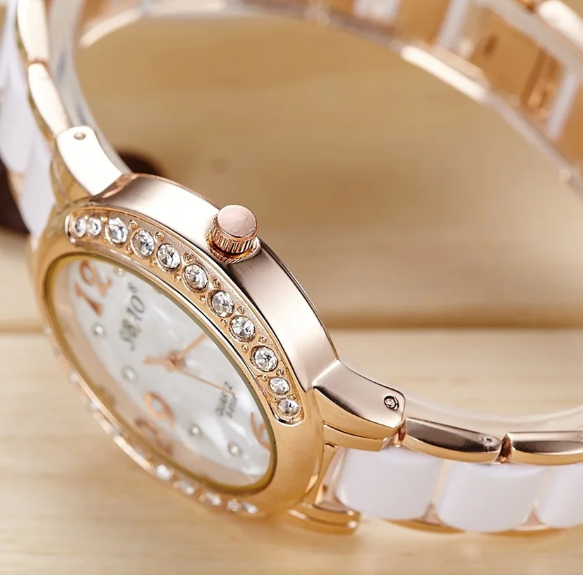 SBAO Brand Luxury Fashion Women's Quartz Watch Imitation Ceramic Casual Rhinestone Girl Clock Ladies Dress wristwatches | Наручные
