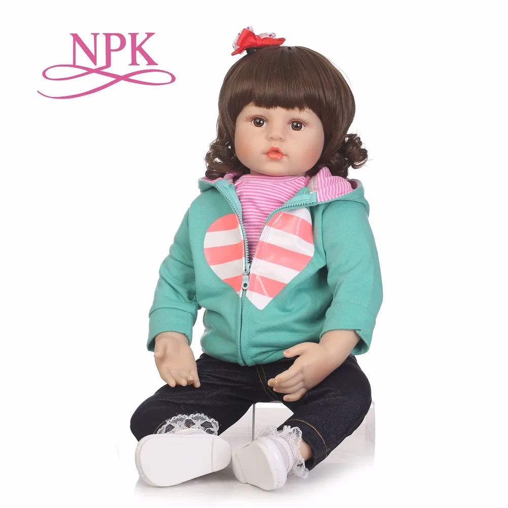 NPK 58 см силиконовые виниловые Детские куклы Reborn очаровательные Куклы reborn bebe