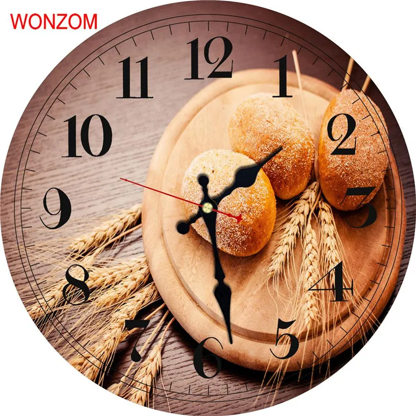 Современные большие настенные часы WONZOM в виде кофейных зерен бесшумные для