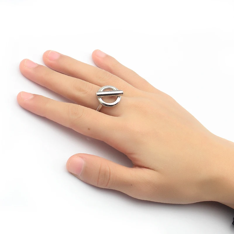 Openwork Switch Finger Ring for Women/Men Couple/Lovers Silver Color Stainless Steel Hollow Fashion Jewelry