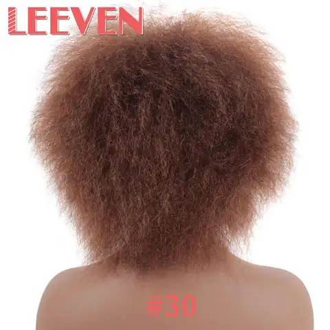 Парики из синтетических волос Leeven 6,5 дюйма, 100 г/шт., Короткие Черные Кудрявые афро-парик, пушистые парики для косплея для женщин, высокотемпературное волокно