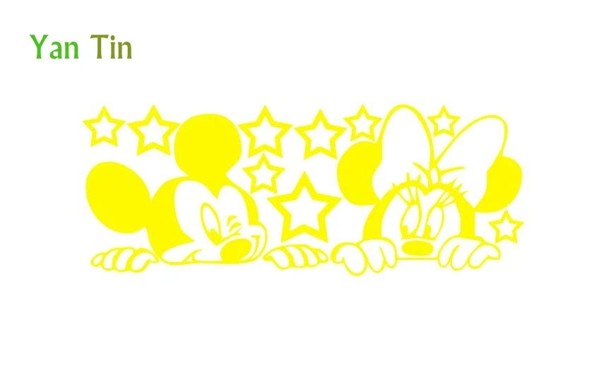 Yellow Мультфильм Микки Маус и Минни настенные Стикеры для детской комнаты полые звезды украшения художественная Фреска самоклеющиеся звезды обои - Цвет: Yellow