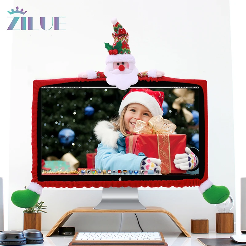

Zilue 1 шт. Рождественский Декор для компьютера нетканый тканевый Снеговик Санта Клаус Рождественский детский Рождественский компьютерный Декор