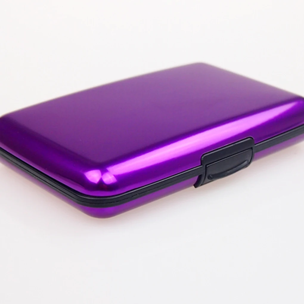 Purple Новинка, хит, модный, унисекс, бизнес, Id, кредитный держатель для карт, кошелек, Карманный чехол, алюминиевый сплав, маленькая портативная коробка для карт - Цвет: Purple