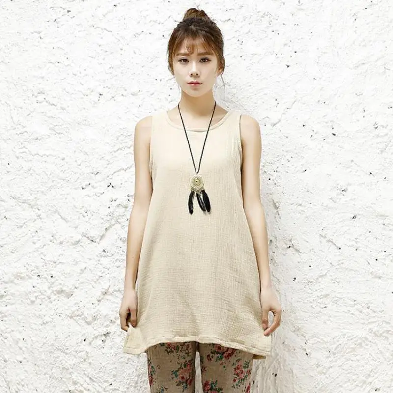 Весна-лето 2020 оригинальный Простой хлопковый льняной топ на бретелях для женщин