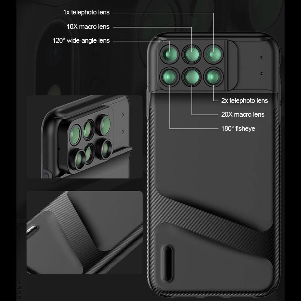 Линза для камеры телефона комплект для iPhone X Рыбий глаз широкоугольный телеобъектив макро зум-объектив с защитным чехлом для iPhone X/XSMAX/XR