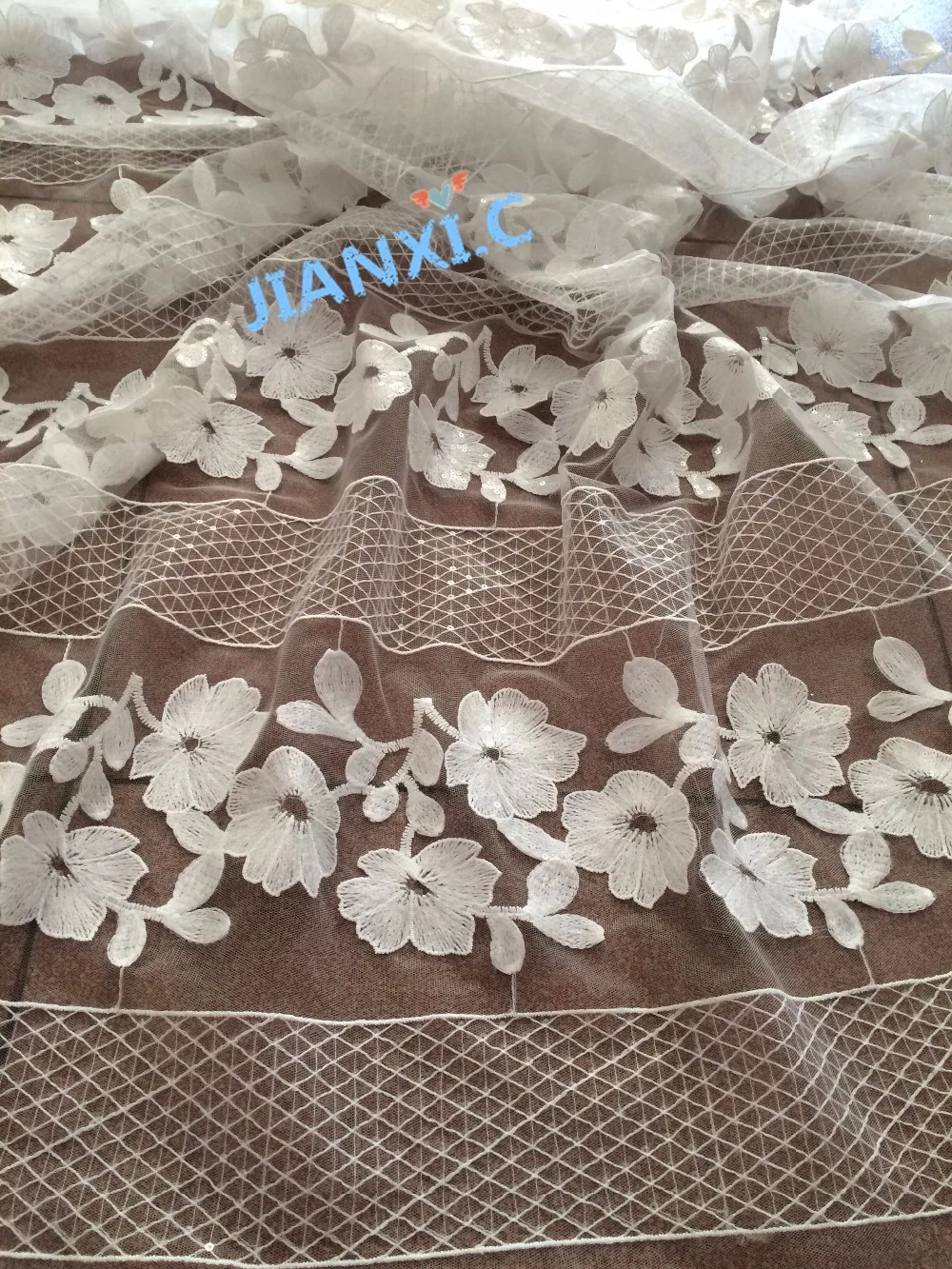 5 ярдов/партия белая кружевная ткань с блестками | Дом и сад