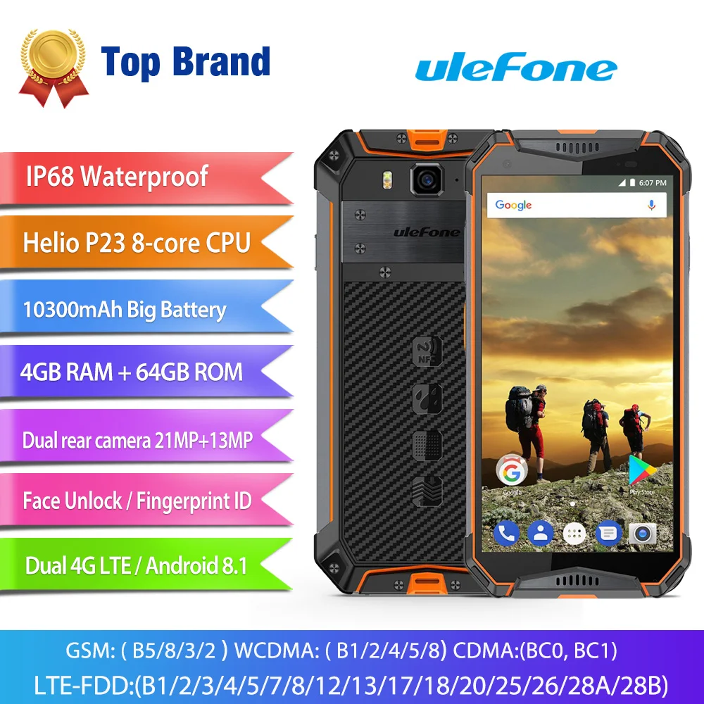 Ulefone power 3 IP68 Водонепроницаемый мобильный телефон Android8.1 5 7 &quotFHD + безрамочный экран
