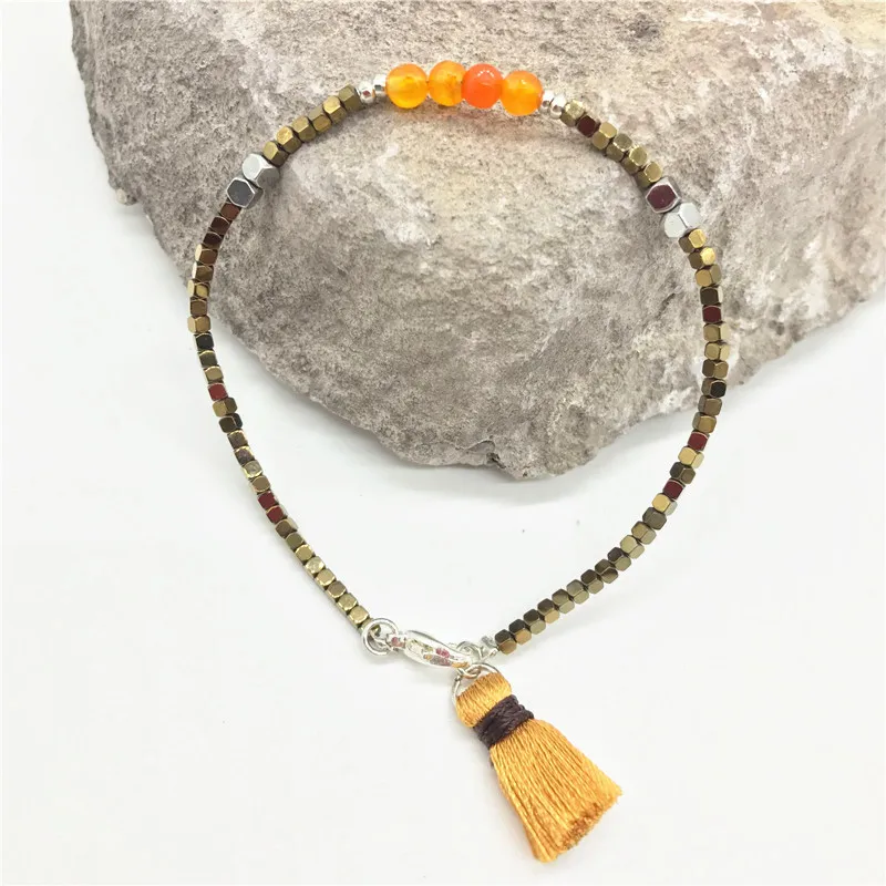 Youga новые модные made by hand натуральный камень браслет из бисера Простой Hemati tassal