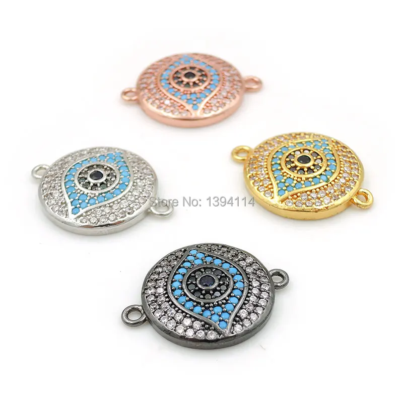 20*16*3 мм Micro Pave Kallaite & Black Blue CZ круглые соединители для глаз подходят мужчин и женщин