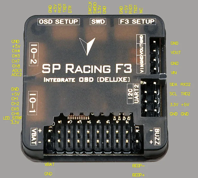 

SP Racing F3 ACRO / Deluxe Flight Controller Board with Built-in Integrated OSD w/ Case for FPV RC Quadcopter Multicopter Drones