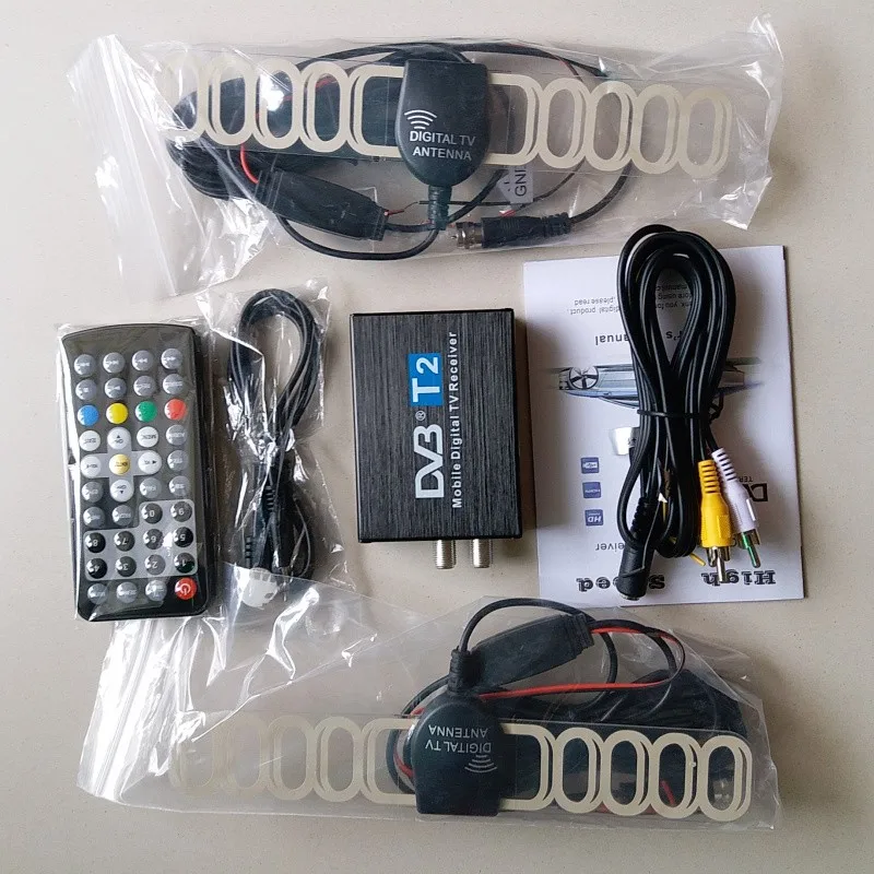 Автомобильная ТВ приставка DVB T2 120 км/ч 2 антенны H.264 MPEG4 цифровая с внешней USB
