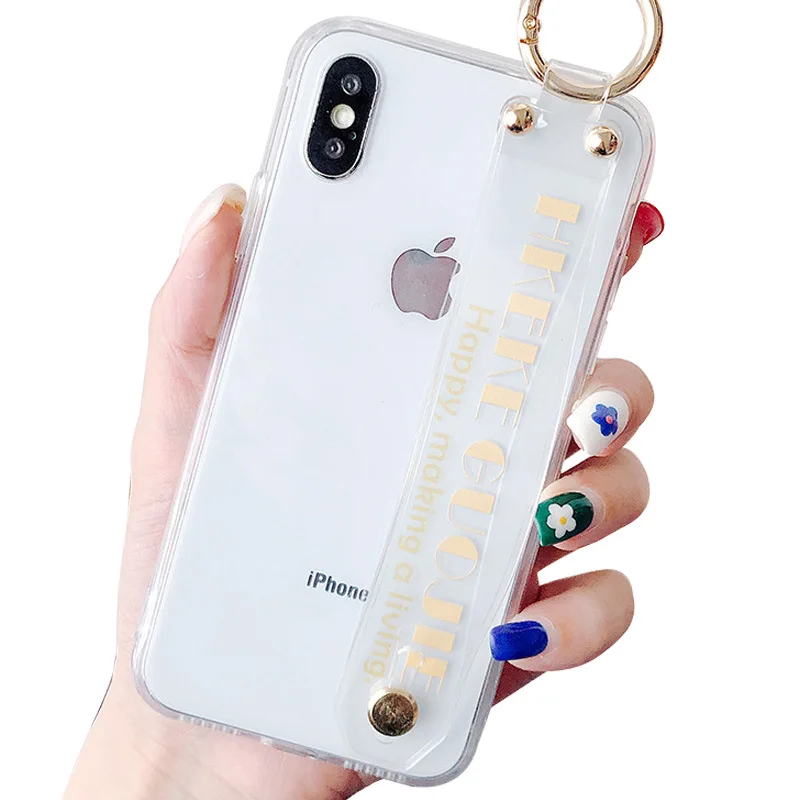 Soft Silicone Wristband Case Cover Phone Cases for iPhone 6 6S 7 8 Plus X XR XS Max Luxury Cute Transparent Strap |