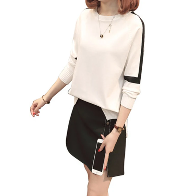 Женский трикотажный свитер из вискозы с круглым вырезом и длинным рукавом |