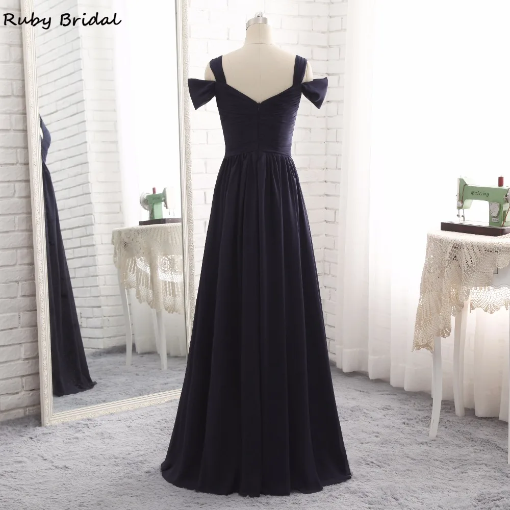 Ruby Bridal Vestido De Festa длинное вечернее платье темно синего цвета шифоновые складки а