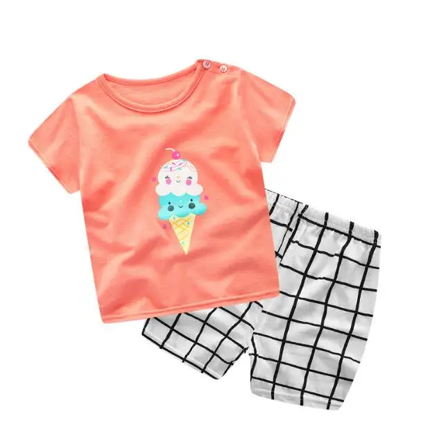 Baby Girl Toddler Boy Summer Clothes Sets Infant Clothing Outfits For Kids Little Unisex Set Cute TShirt Shorts 2 Piece | Детская одежда