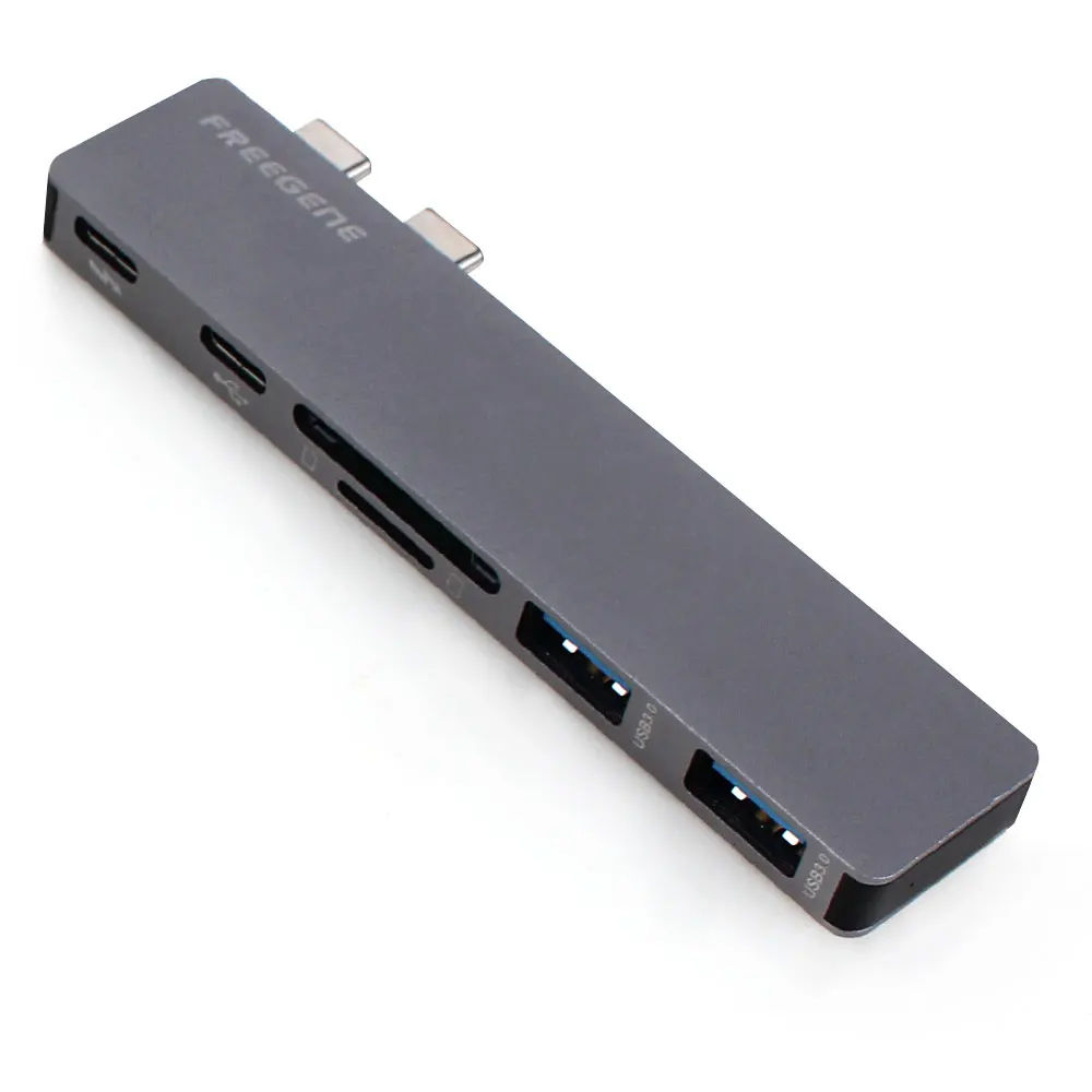 6-in-1 6 в 1 usb-хаб s алюминиевый тип C 2 USB 3,0 порта 40 Гбит/с Thunderbolt3 SD/Micro SD кардридер usb-хаб для MacBook Pro type-C концентратор - Цвет: 6-in-1