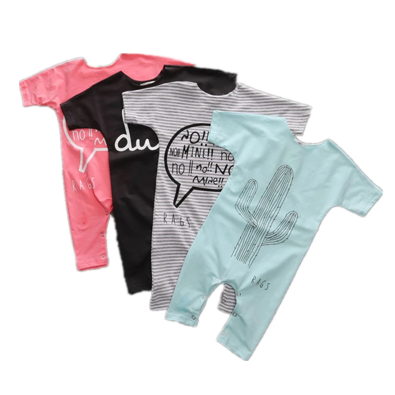 

2021 Infant Baby Boys Girls Rompers Newborn Cotton Summer Short Sleeves Clothings Unisex Toddler Covered Button O-Neck Jumpsuit