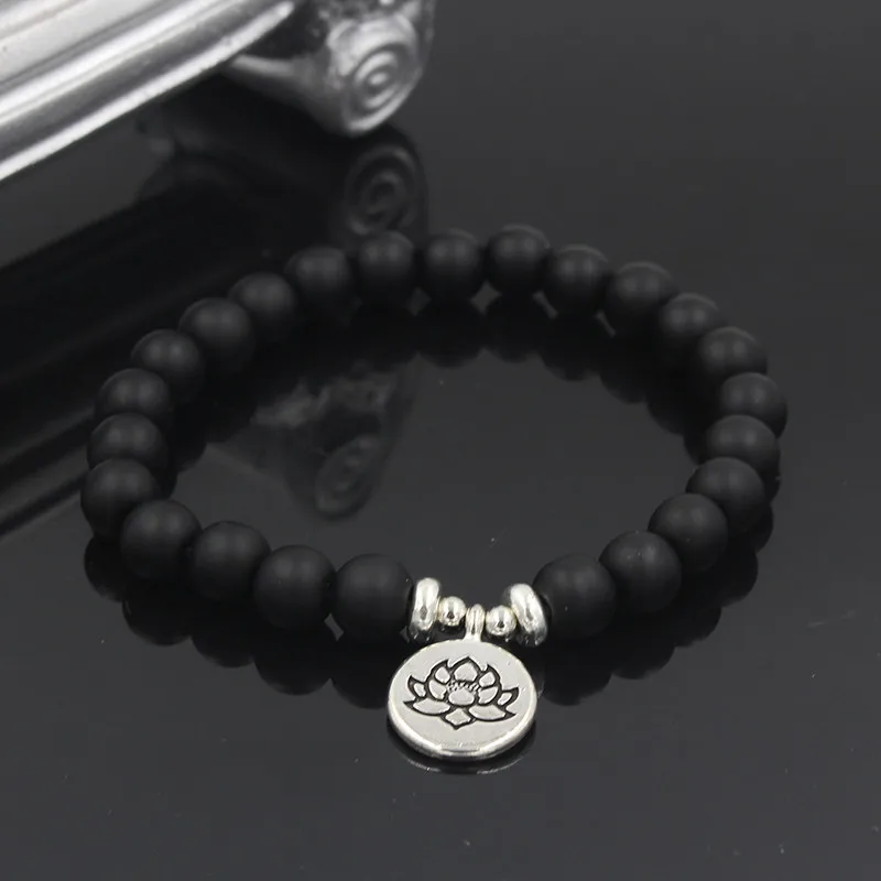 Талисман Двойное сердце девушка дизайн Howlite и розовый кварц каменная бусина эластичный стрейч браслет для женщин мужчин подарок - Окраска металла: ZJ1785Lotus
