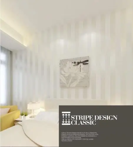 Q QIHANG European Modern Minimalist Country Luxury Stripe Wallpaper Roll (10M*0.53M=5.3m2) | Обустройство дома