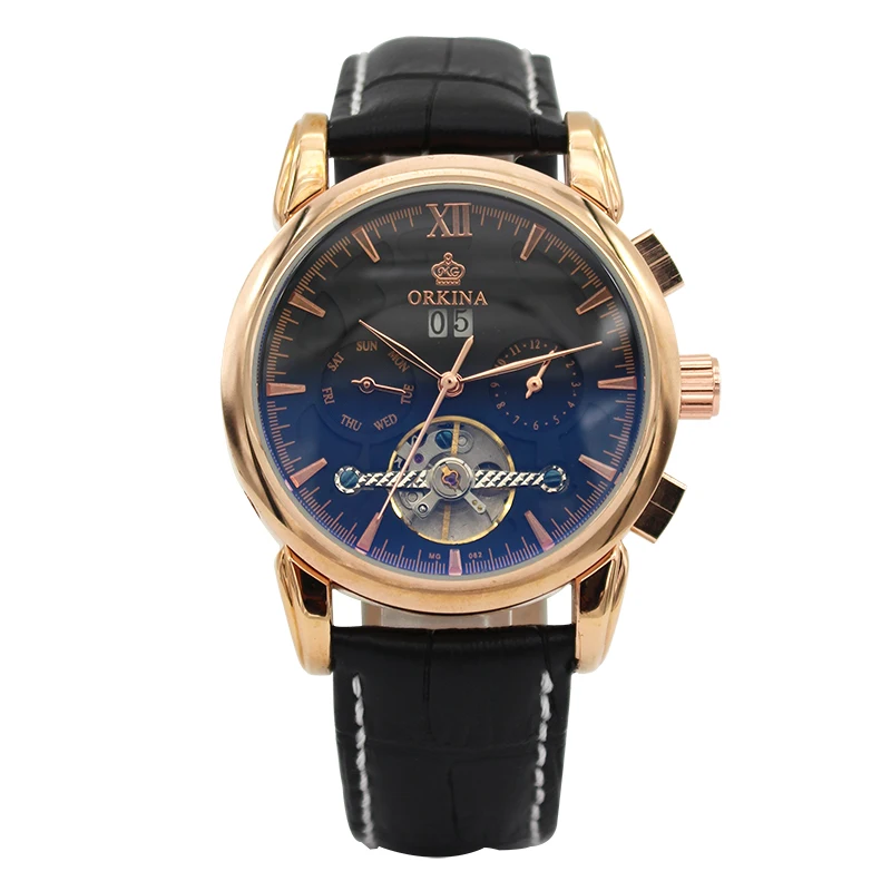 Мг. Бренд ORKINA Horloges Для мужчин часы Дата День Tourbillon автоматические механические