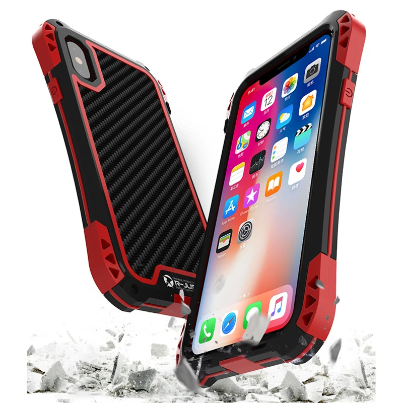 Металлический корпус из углеродного волокна для iPhone XS MAX XR X 7 8 Plus 5 5S SE 6 6s наружный