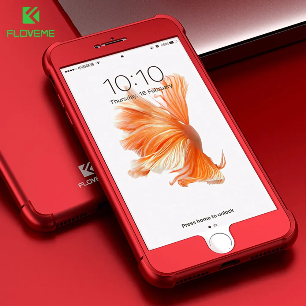 FLOVEME чехол с полным покрытием на 360 градусов для iPhone 6 6S 8 7 Модный 2 в 1