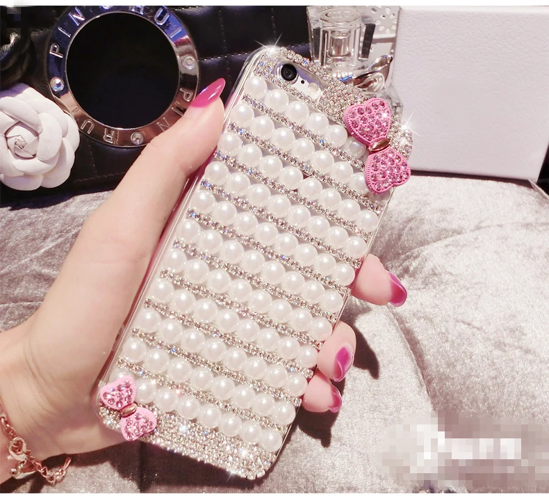 lady Diamond Crystal Bowknot Pearl Phone Cover Case For Samsung Galaxy S10E S10 Lite S9 S8 Plus S7 S6 edge plus Cases |