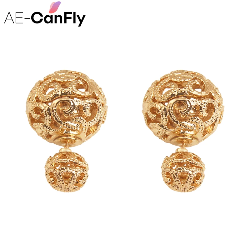 AE CANFLY горячая двухсторонней серьги Мода Две стороны цвет серебристый Золотой