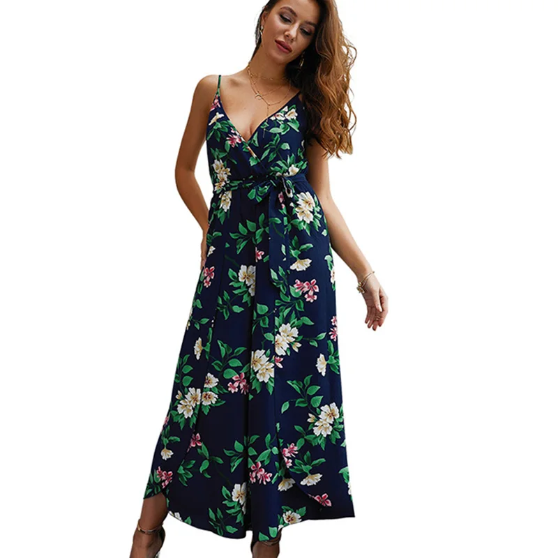 Горячая Летняя женская 2019 винтажная Праздничная Сексуальная богемная Цветочная