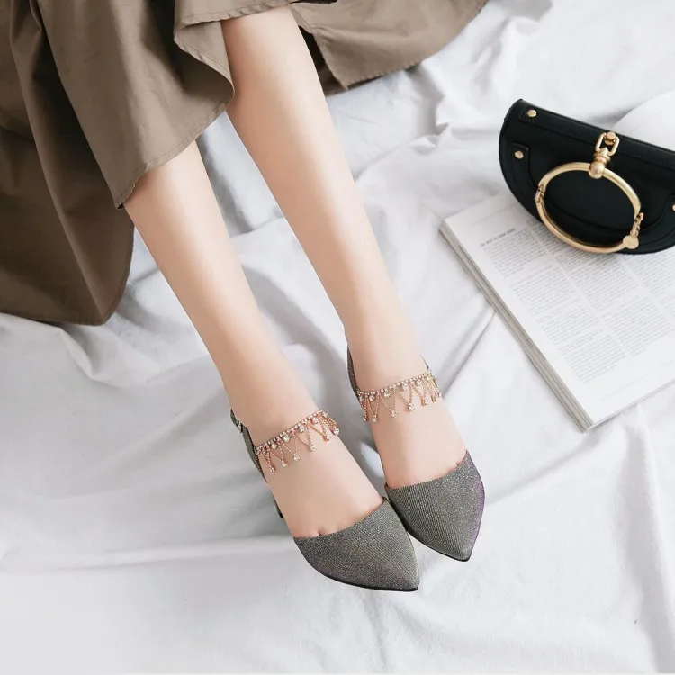 FERLENZ/большие размеры расшитые блестками туфли с острым закрытым носком|Женские