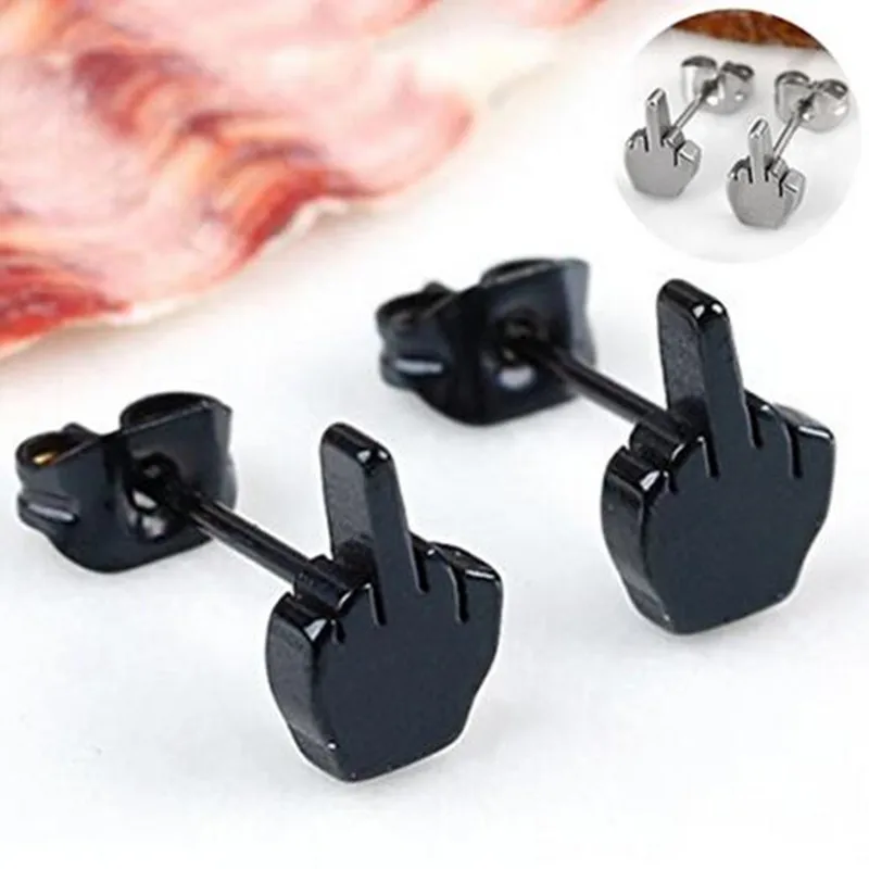 1 пара модные черные сережки из нержавеющей стали Сережки для мужчин и женщин