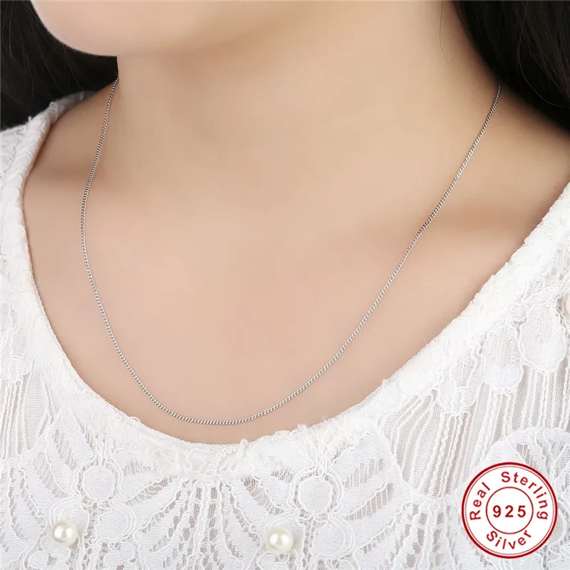 Authentic 925 Sterling Silver Classic Design Simple Necklace Chain for Women Original S925 Engagement Jewelry Bridal | Украшения и
