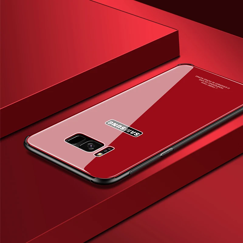 Роскошные S8 S9 плюс Note8 случае гибридный закаленное Стекло задняя крышка для samsung +