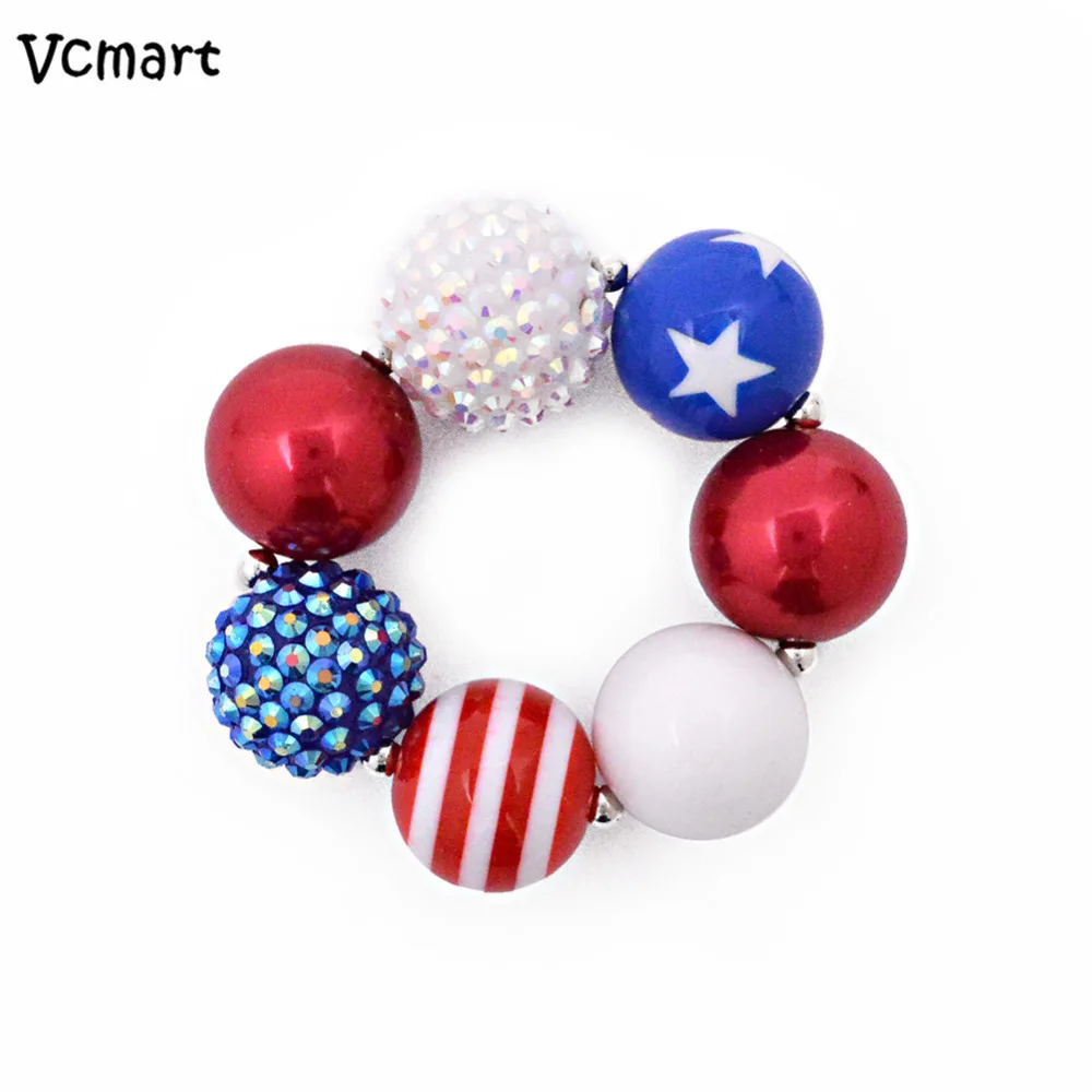 Vcmart July 4th 1 Набор массивное ожерелье красный/синий из бисера жевательной резинки
