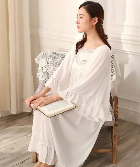 

Fdfklak Sweet lace nightdress women loose nightshirt female sleeping dress princess nightgowns women's nightwear dresses