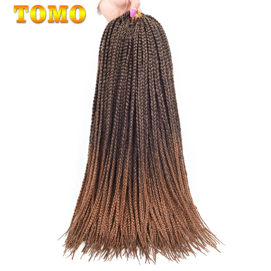 TOMO, 22 корня/упаковка, коробка, косички, вязанные волосы, 1", 18", 2", Омбре, синтетические косички, наращивание волос для женщин, красные, вязанные косички