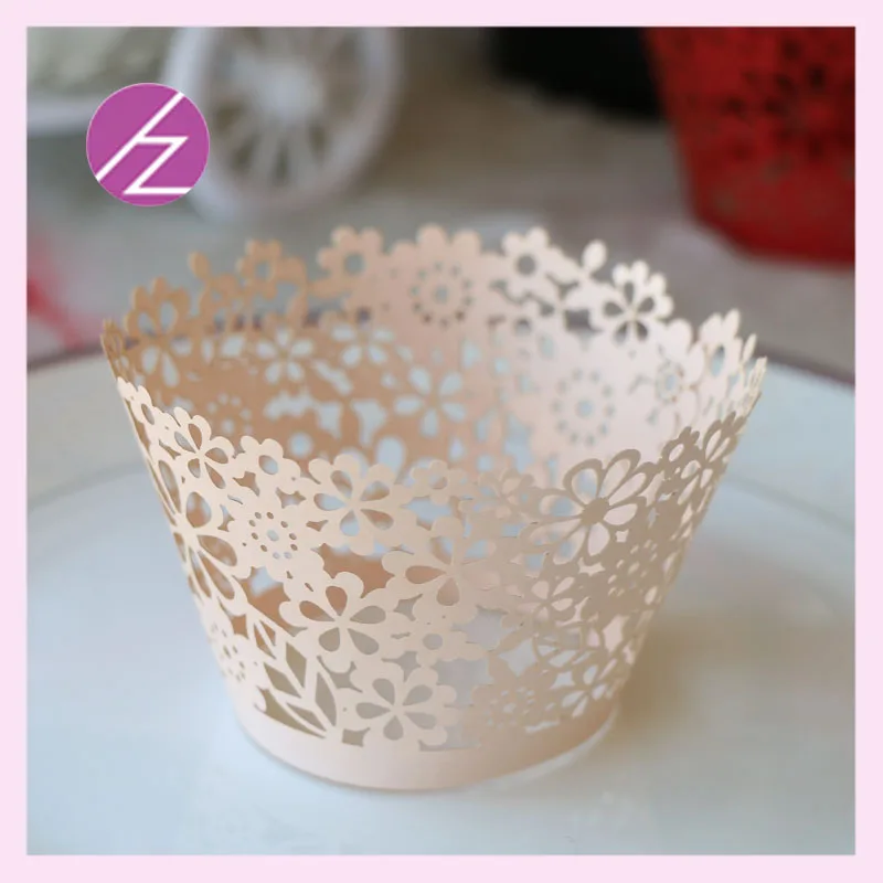 

100Pcs/Lot Free Shipping Laser Cut Carved Cupcake Wrapper Small Flora Pattern Cake Decorations Birthday Wedding Party Favor