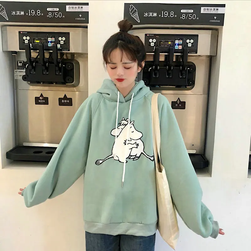 Весенние толстовки Kawaii Harajuku Толстовка с принтом желтая модная женская толстовка корейский Свободный Женский пуловер милый студенческий