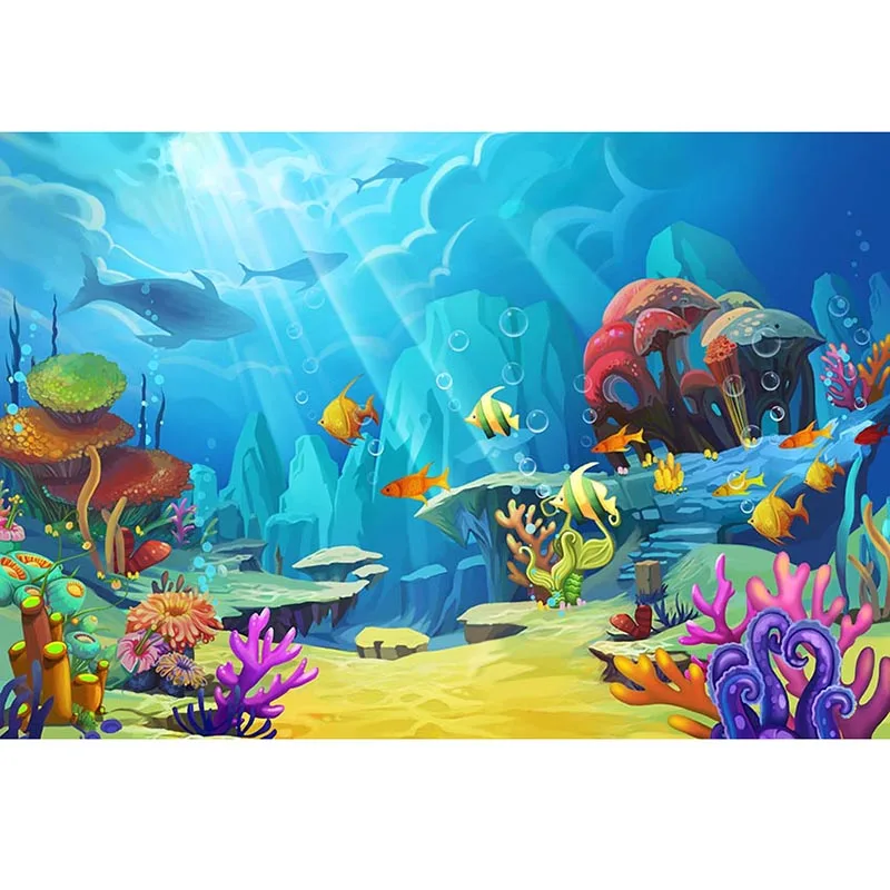 DAWNKNOW Undersea World Photography Background Photocall Mermaid Party Coral Backdrops For Children Photo Studio Customize G1081 |