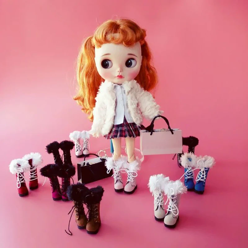 1 пара ботинки мартинсы для кукол Blyth зимние сапоги Azone Licca 1/6 высокие до колена