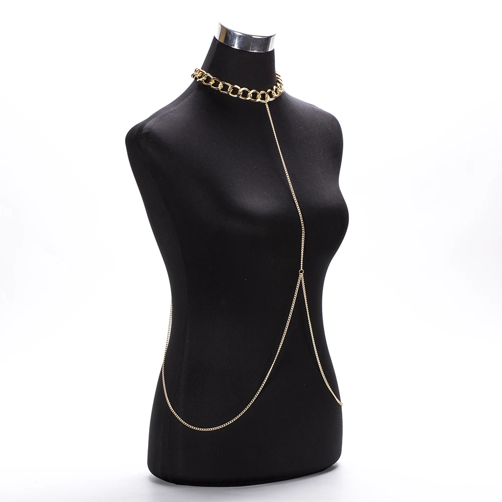 Fashion Chunky Harness Alloy Chain Necklace Golden Color Waist Women Jewelry Sexy Bikini Metal Body | Украшения и аксессуары