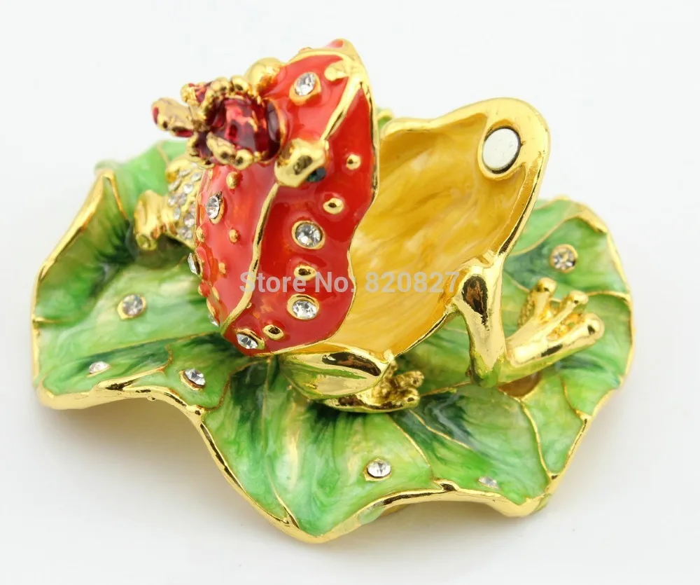 Legendary Bachelorette Frog Prince Crystals Toad King Crown Jewelry Box Lily Pad (6.8*4.8*3.5 CM (L*W*H)) | Украшения и