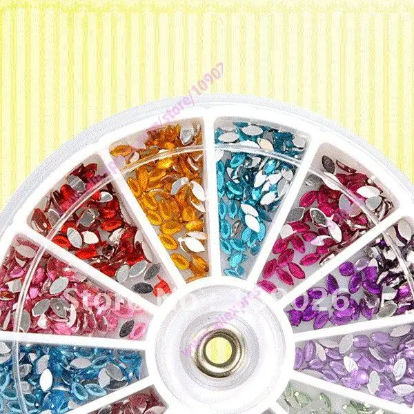 

12 Color Olivary Nail Art Gems Rhinestones Deco Glitters Beautiful decoration
