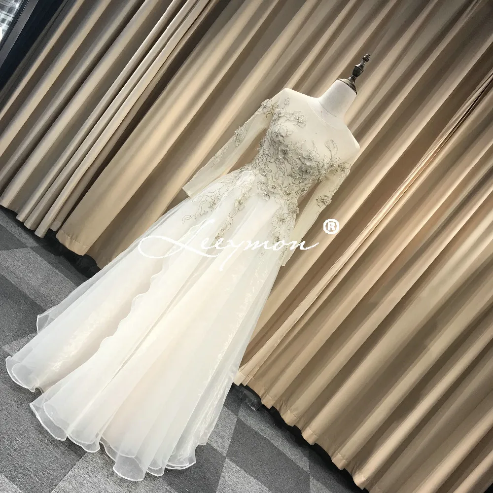 Leeymon шею с длинными рукавами Boho свадебное платье Принцесса длиной до пола