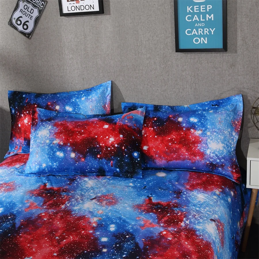 3D Постельное белье &quotгалактика&quot Набор Земля Луна печать Великолепный
