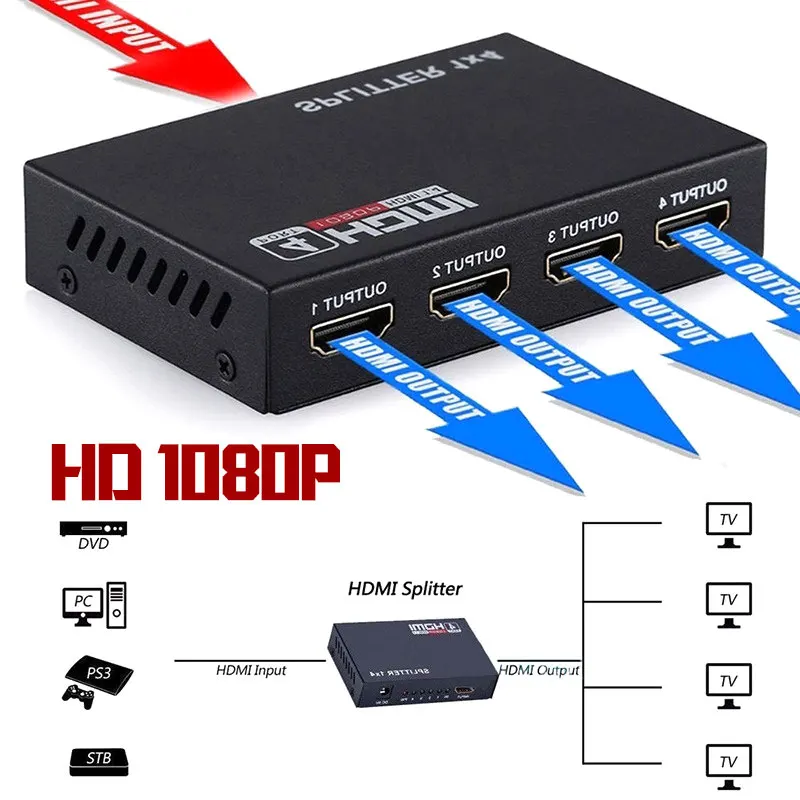 HDMI Разделение тер Full HD 1080 p видео 1X4 1 в 4 Выход переключатель с пультом