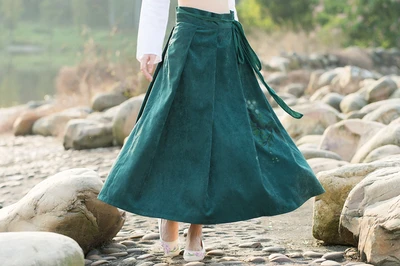 green skirt Mori Girls, весна и осень, китайский стиль, ретро Рисунок, куртка Hanfu, Женский Короткий плащ, старина, народная, на заказ, винтажная шаль - Цвет: green skirt
